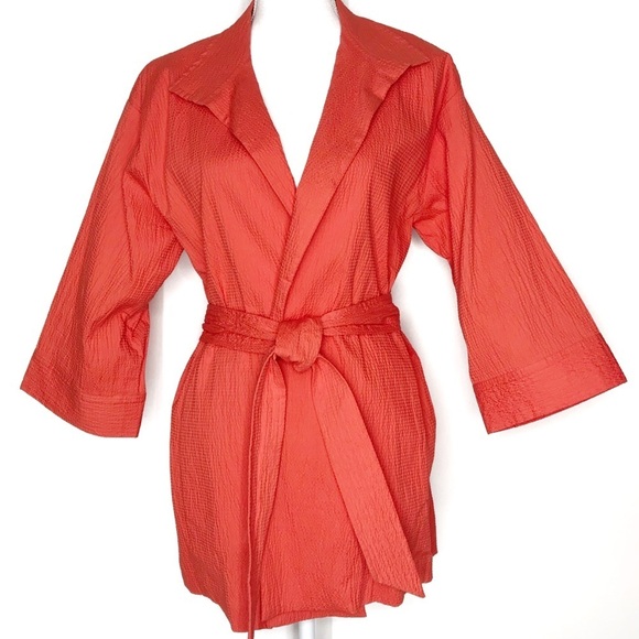 Josie Natori Bi-Stretch Belted Kimono Wrap Jacket - Picture 1 of 11